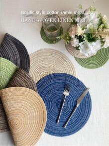 1入組編織圓形現代滌綸防滑桌墊餐桌 - 米色 - 查看 8