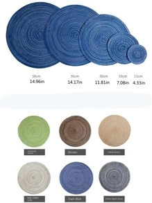 1入組編織圓形現代滌綸防滑桌墊餐桌 - 米色 - 查看 10