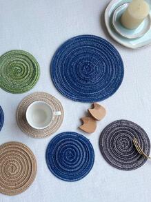 1入組編織圓形現代滌綸防滑桌墊餐桌 - 米色 - 查看 2