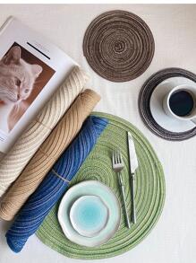 1入組編織圓形現代滌綸防滑桌墊餐桌 - 米色 - 查看 3