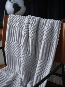 1 pieza Manta tejida de unicolor con flecos, estilo vintage, suave y cálida, cubierta de sofá, edredón para todas las temporadas, accesorio de decoración para sala de estar y dormitorio - Gris Claro - Ver 5