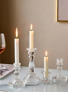 1pc Clear Candle Holder - Clear - View 3