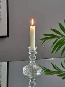 1pc Clear Candle Holder - Clear - View 8