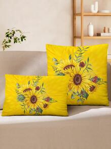 1入組向日葵圖案靠墊套不附帶内芯現代枕套裝飾 - 彩色 - 查看 1