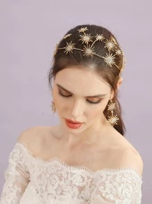 1 Nữ Kim Cương Giả & Trang Trí Mặt Trời Băng Đô Thời Trang Trang Trí Tóc - Vàng - Xem 1