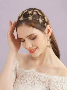 1 Nữ Kim Cương Giả & Trang Trí Mặt Trời Băng Đô Thời Trang Trang Trí Tóc - Vàng - Xem 2