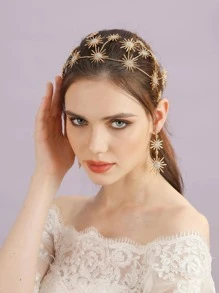 1 Nữ Kim Cương Giả & Trang Trí Mặt Trời Băng Đô Thời Trang Trang Trí Tóc - Vàng - Xem 3