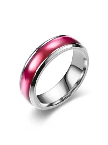 設計師款女款鈦鋼戒指歐美油滴男款情侶戒指流行複古鈦鋼戒指時尚手飾 - 粉色 - 查看 1