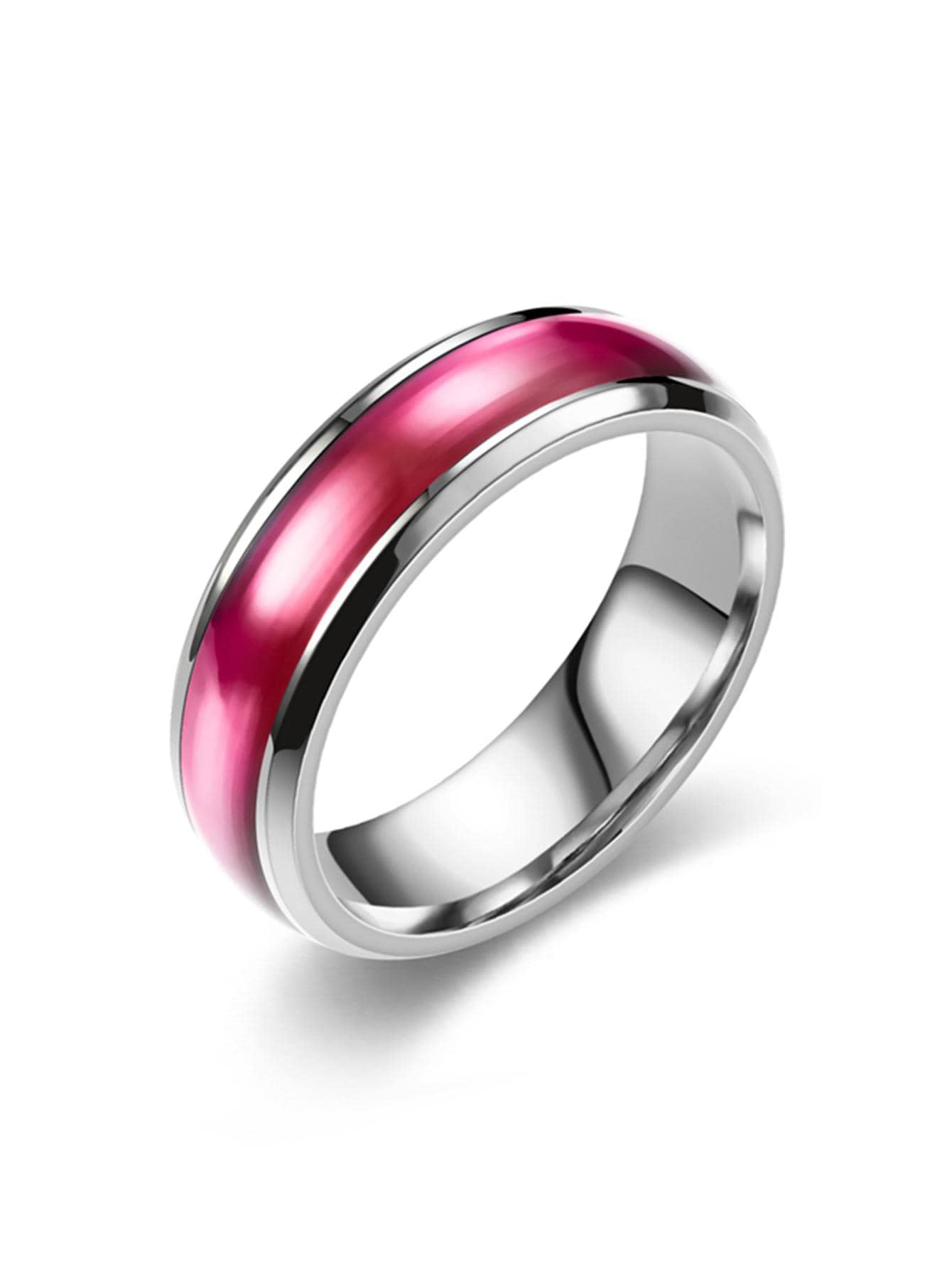 設計師款女款鈦鋼戒指歐美油滴男款情侶戒指流行複古鈦鋼戒指時尚手飾 - 粉色 - 查看 1