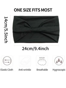 1 pieza Banda de pelo de moda sólida para mujer para uso diario casual - Negro - Ver 3