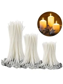 100pcs/set Wax Candle Wick, Modern Core For DIY Candle Making - White - View 5