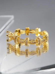 Charm-In 独特设计！迷人的金铜戒指镶嵌着小锆石，非常适合晚间活动、派对和日常佩戴