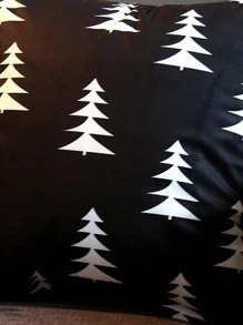 1入組樹紋靠墊套不附帶内芯現代化學纖維裝飾抱枕套 - 黑與白 - 查看 2