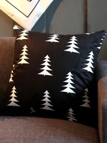 1入組樹紋靠墊套不附帶内芯現代化學纖維裝飾抱枕套 - 黑與白 - 查看 4