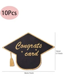 10 thiệp chúc mừng hình mũ tốt nghiệp - màu đen - Xem 5