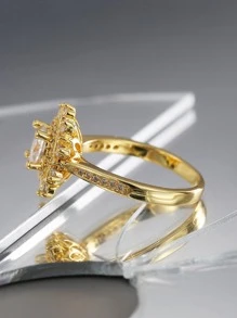 Charm-In 太阳形状！引人注目的金铜戒指，设计迷人，非常适合晚间活动、派对和日常佩戴