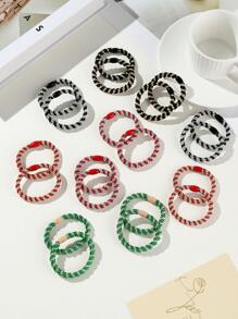 20入組女性編織細節時尚髮圈適用於日常 - 彩色 - 查看 3