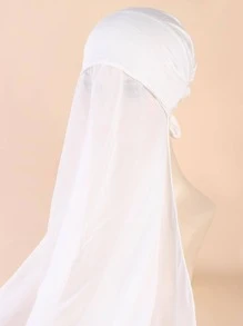 1pc Women Solid Fashion Hijab For Daily Life - White - View 3