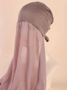 1pc Women Solid Fashion Hijab For Daily Life Breathable Under Cap - Camel - View 3