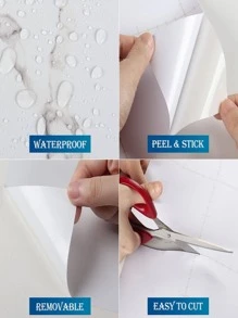 1roll Solid Color Kitchen Sticker, Stickers, Wall Decal, Vinyl Decal For Home Decorations, Spring Decoration Items Refresh Your Home, Festival Decoration Stickers Gifts Birthday Graduation - White - View 8