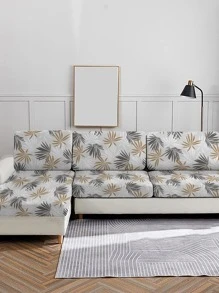 1入組樹葉圖案沙發座套客廳用現代滌綸沙發靠墊套 - 灰色 - 查看 1