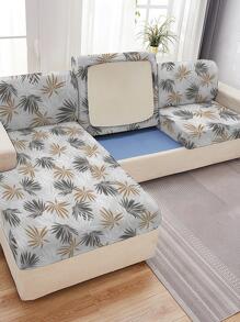 1入組樹葉圖案沙發座套客廳用現代滌綸沙發靠墊套 - 灰色 - 查看 2