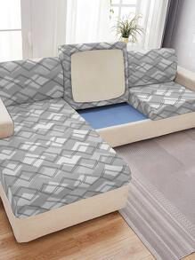 1入組幾何圖案沙發座套客廳現代滌綸沙發靠墊套 - 淺灰色 - 查看 2
