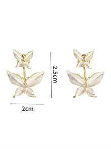 1 par de pendientes de mariposa de estilo francés de lujo con rhinestones y perlas falsas, adecuados para el uso diario y fiestas de mujeres