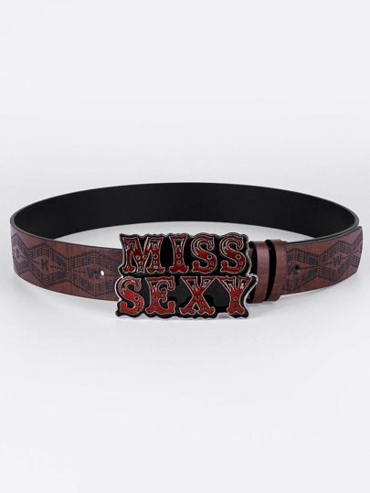 1pc Y2K Vintage Baddie American Street Style Letter Print Belt