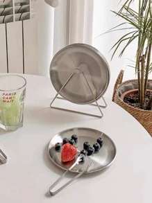 4 件不锈钢盘和 1 件储物架圣诞礼物 - 銀色 - 查看 3