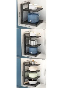 1入組廚房收納簡約風黑色多功能碗鍋收納支架 - 黑色 - 查看 7