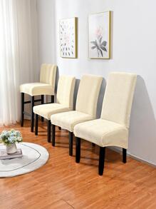 1 Dạ Nỉ Đồng Màu Ghế Bọc, Hiện Đại Đơn Giản Polyester Ghế Ăn Bụi Cho Gia Đình - Màu be - Xem 1