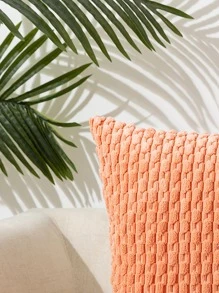 1pc Solid Cushion Cover Without Filler, Minimalist Corduroy Decorative Throw Pillow Cover For Home - Orange - View 3