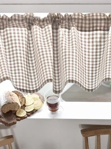 1pc Gingham Pattern Window Valance, Modern Polyester Window Valance For Home - Multicolor - View 3