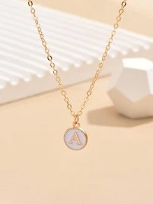 Dây chuyền 26 chữ cái Cross Border hình giọt dầu tròn, mặt dây chuyền chữ cái hình mẹ Anh-Mỹ theo phong cách Châu Âu, trang sức nữ - Vàng - Xem 2