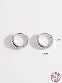 1對時尚方晶鋯石裝飾銀圓耳環適合女士適用於禮品 - 銀色 - 查看 2