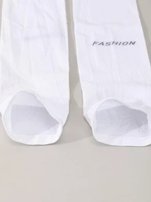 Sun Protective Anti UV 1pair Sun Protection Letter Graphic Polyester Cycling Arm Sleeves - White - View 2