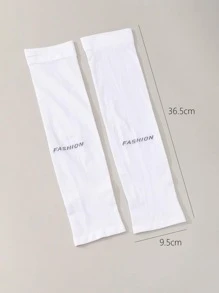 Sun Protective Anti UV 1pair Sun Protection Letter Graphic Polyester Cycling Arm Sleeves - White - View 3