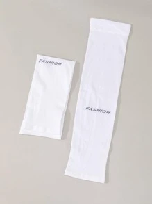 Sun Protective Anti UV 1pair Sun Protection Letter Graphic Polyester Cycling Arm Sleeves - White - View 1