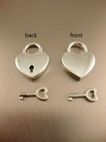 1入組鋅合金鎖創意心形設計掛鎖 - 銀色 - 查看 5