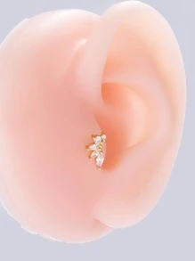 1入組時尚不銹鋼水鑽幾何耳釘適合女士日常裝飾 - 金黃色 - 查看 1