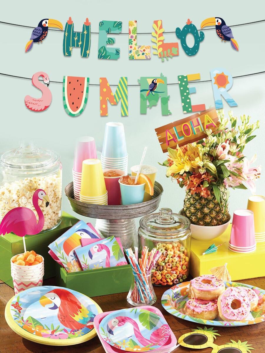 1套紙拉旗現代字母設計生日派對裝飾拉旗家用 - 彩色 - 查看 1