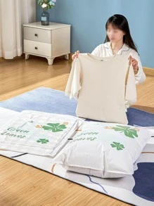 1pc PE Air Vacuum Bag, Modern Leaf Pattern Vacuum Bag For Home Halloween Decorations Halloween Costumes Autumn Decor Festival Decor - White - View 5