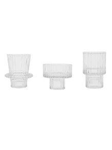 3 cái Giá đỡ nến thủy tinh trong suốt Trang trí cho Nến trụ, Nến côn, Nến Tealight - Trong sáng - Xem 1
