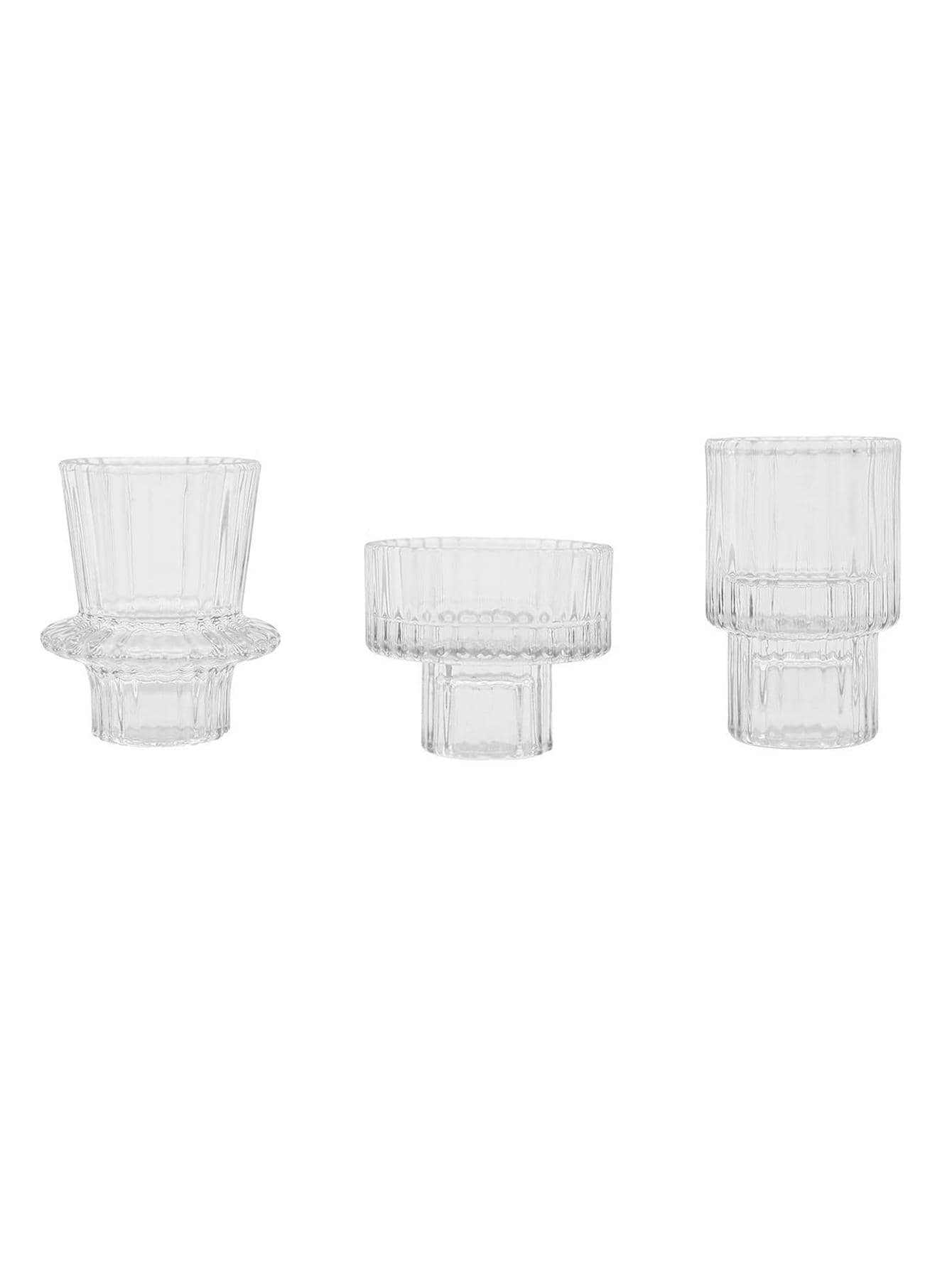 3 cái Giá đỡ nến thủy tinh trong suốt Trang trí cho Nến trụ, Nến côn, Nến Tealight - Trong sáng - Xem 1