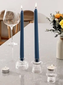 3 cái Giá đỡ nến thủy tinh trong suốt Trang trí cho Nến trụ, Nến côn, Nến Tealight - Trong sáng - Xem 3