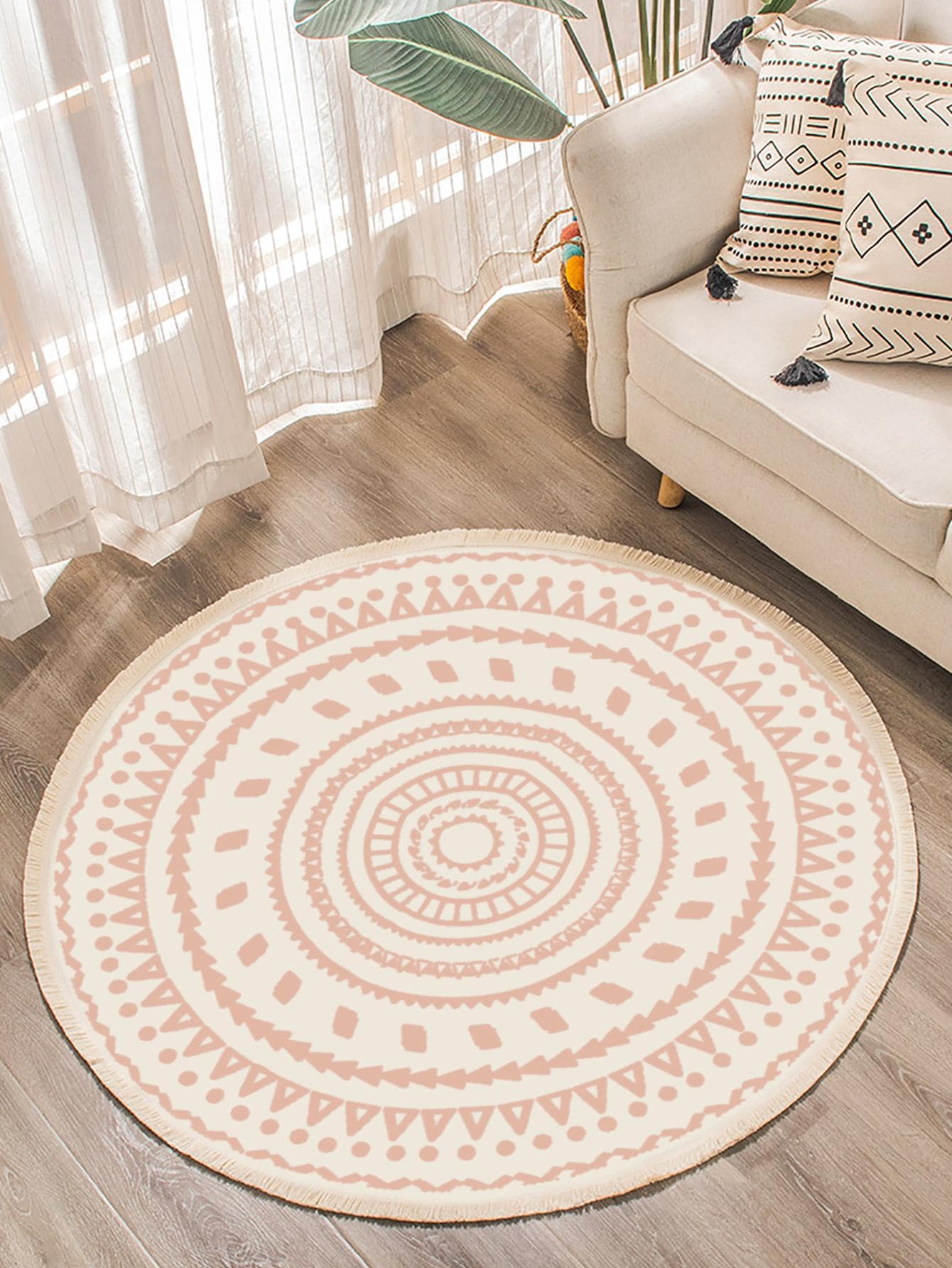 1入組圖形印花地毯波西米亞風格滌綸地毯用於家居裝飾 - 彩色 - 查看 1