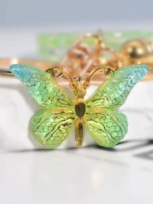 蝴蝶和流蘇墜飾鑰匙圈 - 綠色 - 查看 4