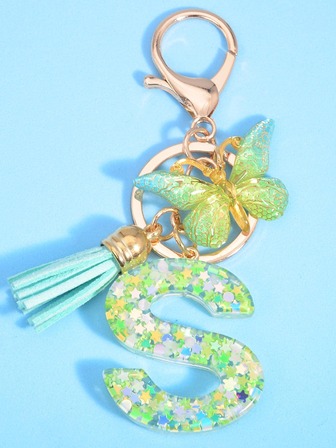 蝴蝶和流蘇墜飾鑰匙圈