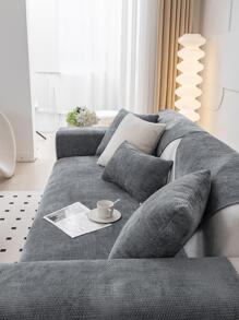 1入組素色沙發耐用灰色滌綸防滑沙發套